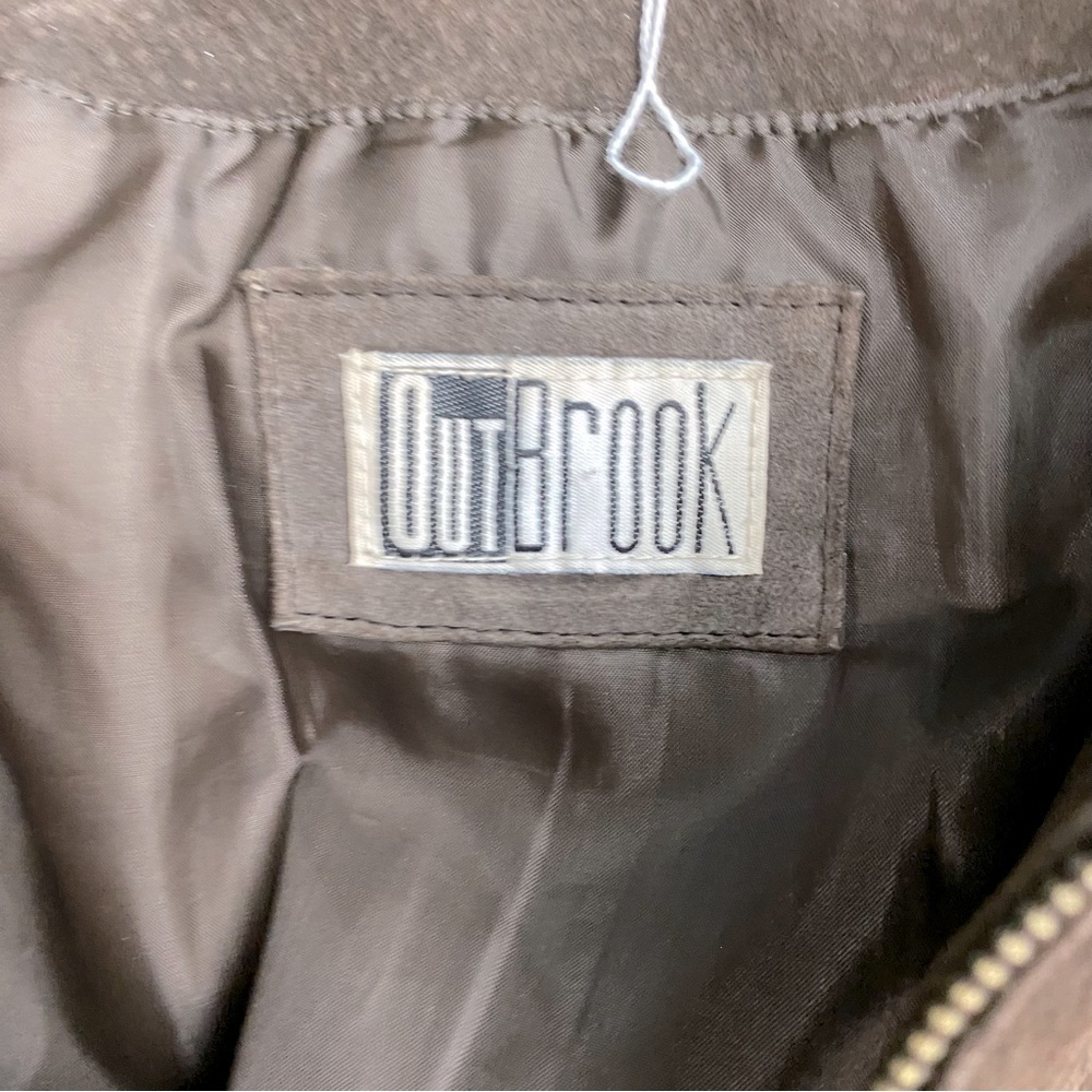 Vintage 90s Outlook Brown Suede Leather Coat With Drawstring Waist M - Picture 3 of 16